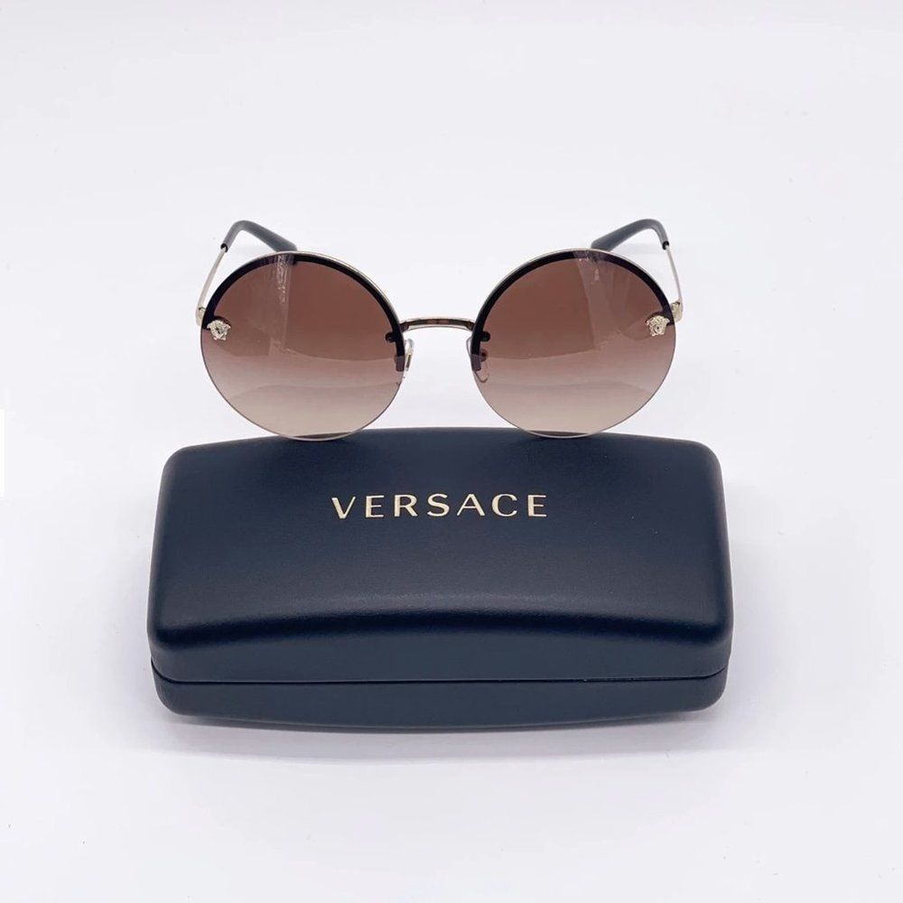 New! Versace Round Brown 59mm Sunglasses